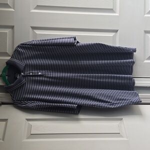 Nike Men's Polo Shirt - Gray and White Stripes